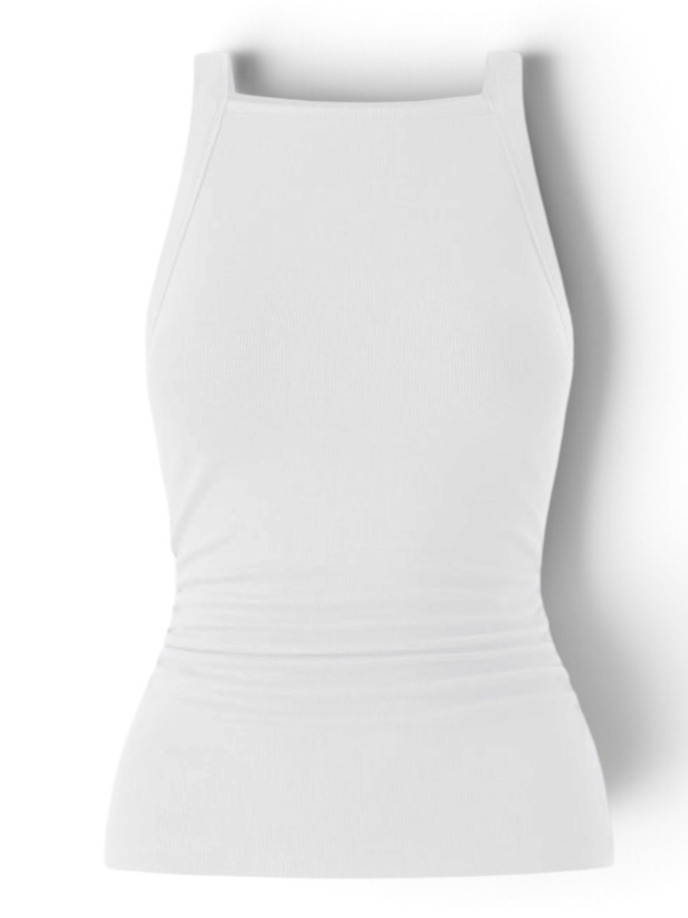OGL | Plantive Chic Square Neck Ruched Rib Bra Tank White | Medium New with Tags